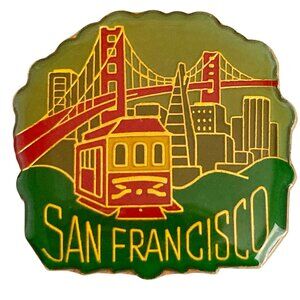 Vintage San Francisco Trolley Golden Gate Bridge Pin Brooch Skyline Souvenir